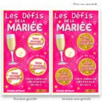 Version carte grattée rose défi de la mariée, version carte non grattée; Jeu EVJF personnalisable