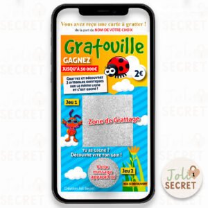 Carte annonce personnalisable avec le Double Jeu Morpion sur smartphone