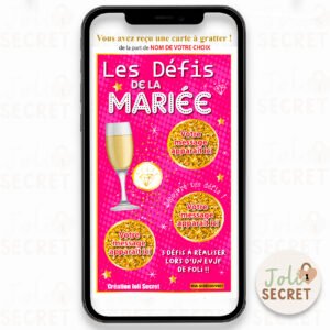 Carte à gratter EVJF - Défis fun pour la mariée. Ticket jeu défis ou gages pour la future mariée. Large choix de jeux pour EVJF à retrouver sur notre boutique