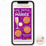 Jeu animation EVJF : Le défi à gratter de la future mariée. Carte numérique réception immédiate. A gratter sur l'écran de son smartphone