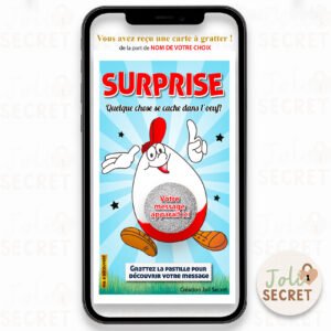 Annonce grossesse carte à gratter numérique – L'Œuf Surprise ! idéal pour annoncer votre grossesse de façon originale et rapide à tout votre entourage
