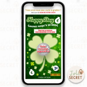 Carte à gratter digitale - Modèle Chance Trèfle Grossesse et Autres Annonces. Idéal pour annoncer ou faire vos plus belles demandes personnalisées avec nos tickets à gratter virtuels