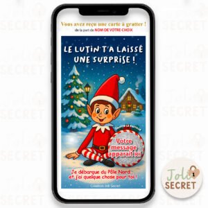 Carte numérique Lutin de Noël – La Surprise du Farceur pour les Enfants ! Idéal pour annoncer toutes les bêtises de notre lutin farceur.