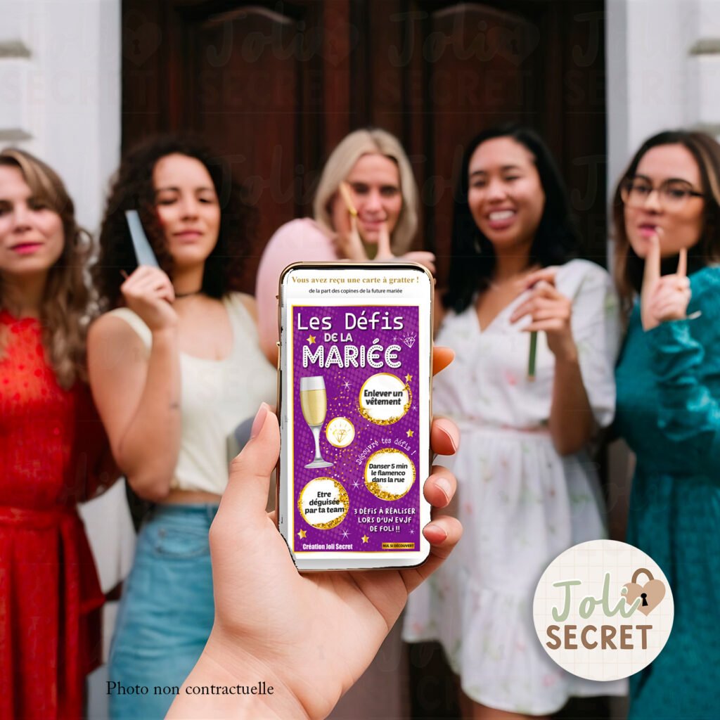 Jeu à gratter numérique avec la team de la mariée. Jeu animation pour EVJF et future mariée
