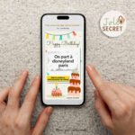 Carte à gratter anniversaire. Jeu interactif virtuel à gratter avec le doigt sur l'écran