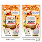 Carte à gratter numérique Casino avant et après grattage – version personnalisée