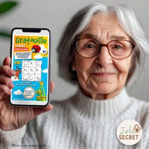 Design de la Carte annonce personnalisable Morpion. Annonce grossesse future mamie