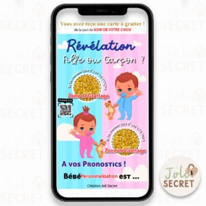 Image principale : Carte numérique Gender Reveal Fille sur smartphone (Annonce Originale)