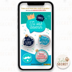 Carte à gratter annonce Parrain, Tonton, Papa, Papy Personnalisable. Faites vos plus belles demandes et annonces avec nos cartes virtuelles.