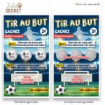 Aperçu des versions grattée et non grattée de la carte à gratter annonce Surprise Foot.