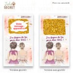 Comparaison des 5 cartes : la carte à gratter demande témoin version grattée et non grattée.