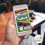 Ticket à gratter numérique Pole Position tenue au café, zones à gratter visibles