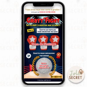 Ticket à gratter virtuel. Image principale du Ticket à gratter virtuel (thème Boxe) pour une annonce personnalisée et immédiate.