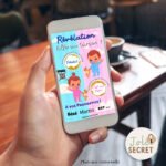 Geste de la main grattant l'écran pour la Carte numérique Gender Reveal Fille.