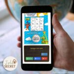 Carte annonce personnalisable Morpion (Jeu 2) révélant l'annonce ("Bébé est en route") partage sur les réseaux sociaux. Annonce surprise