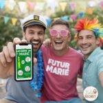 Jeu & animation pour un enterrement de vie de garçon. Tickets jeux à gratter sur smartphone entièrement personnalisable.
